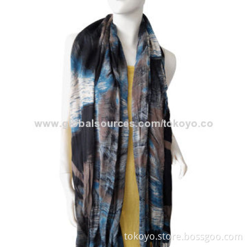 Luxury wool scarf with screen printing, measures 180*70+8cm, beach style